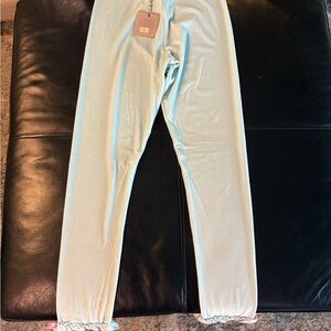 Matilda Jane Light Blue Velvet Kids Leggings - Size 14